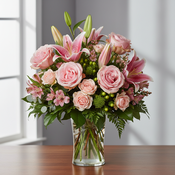 The Devotion - Pink roses and pink lilies