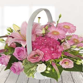 Iona - Funeral Basket with Pink Lily.