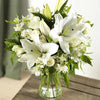 White Lily, Roses and Alstromeria Bouquet - Millefiori Florists Amesbury